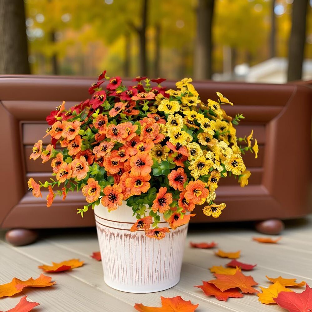 3755 Artificial Flowers for Outdoors, Faux Flowers for Outdoor Planters, 12